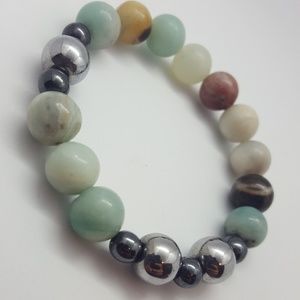 Amazonite and Hematite gemstone bracelet